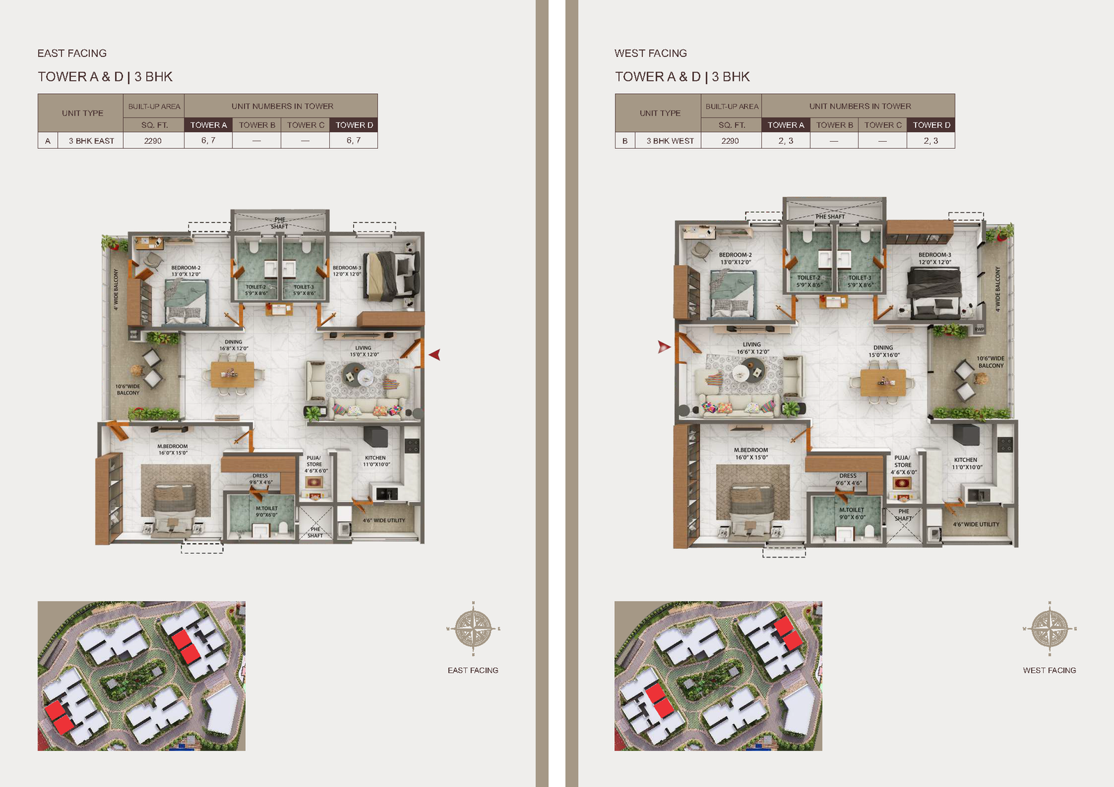 3 BHK floor plan preview