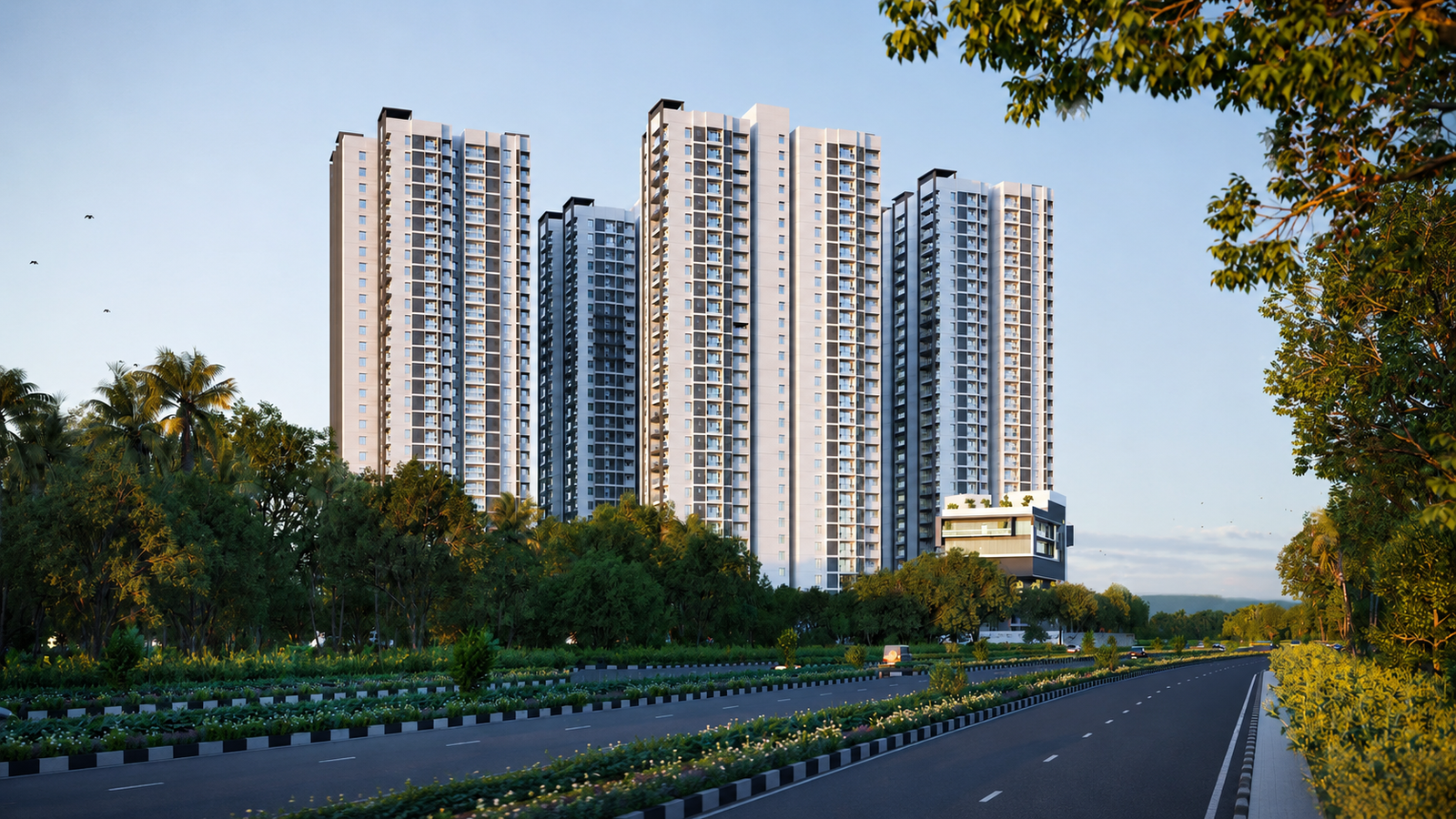 Aerial view of The Eminent by Ramky development